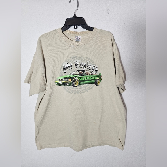 Vintage Beige Green Convertible "Go Topless" Graphic Tee Size XL *See Flaws - Picture 2 of 8